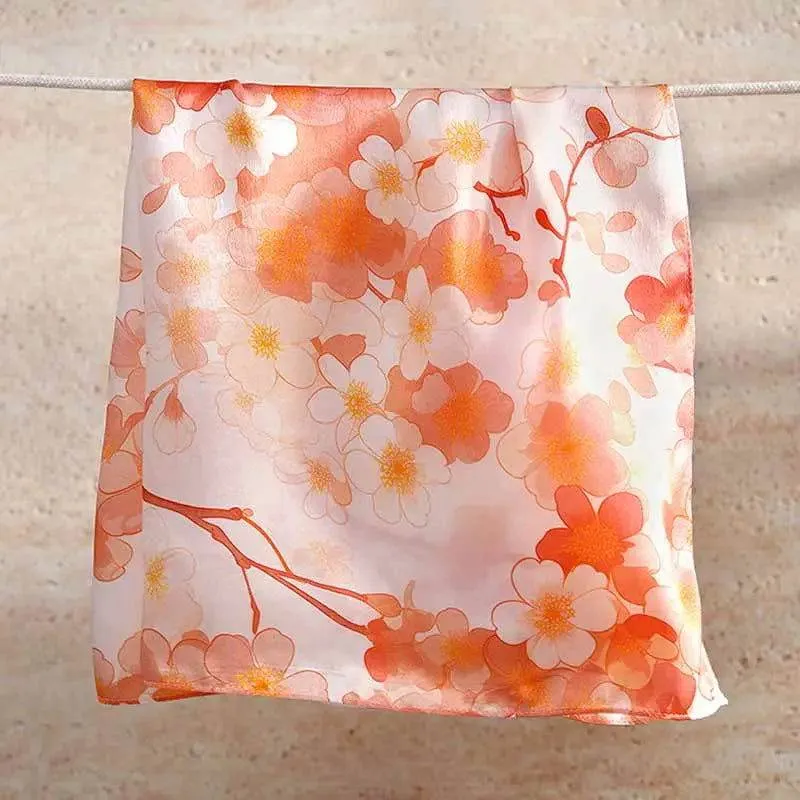 100% Mulberry Silk Elegant Silk Scarf Hundred Flowers Design 65x65cm