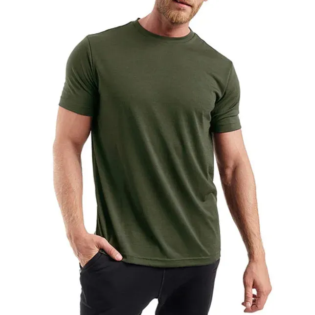 100% Superfine Merino Wool T shirt Men Base Layer Merino Shirt Wicking Breathable Quick Dry Anti-Odor No-itch USA Size