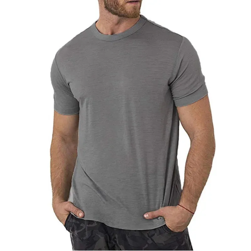 100% Superfine Merino Wool T shirt Men Base Layer Merino Shirt Wicking Breathable Quick Dry Anti-Odor No-itch USA Size