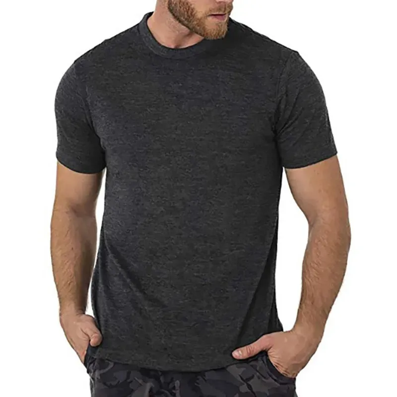 100% Superfine Merino Wool T shirt Men Base Layer Merino Shirt Wicking Breathable Quick Dry Anti-Odor No-itch USA Size