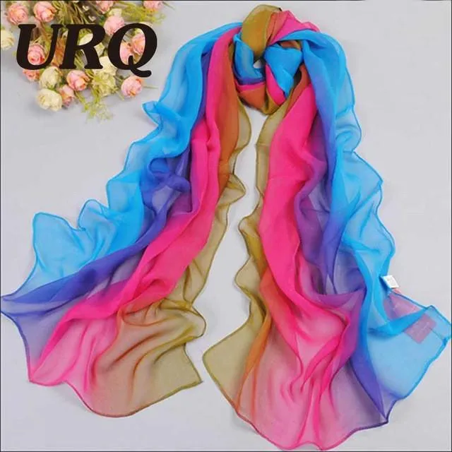 1pc Summer New arrival Fashion Chiffon scarves Gradient colors georgette female silk scarves 50 *160cm Q5A16007