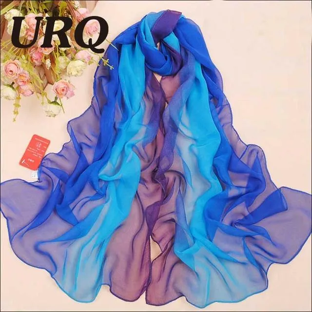 1pc Summer New arrival Fashion Chiffon scarves Gradient colors georgette female silk scarves 50 *160cm Q5A16007