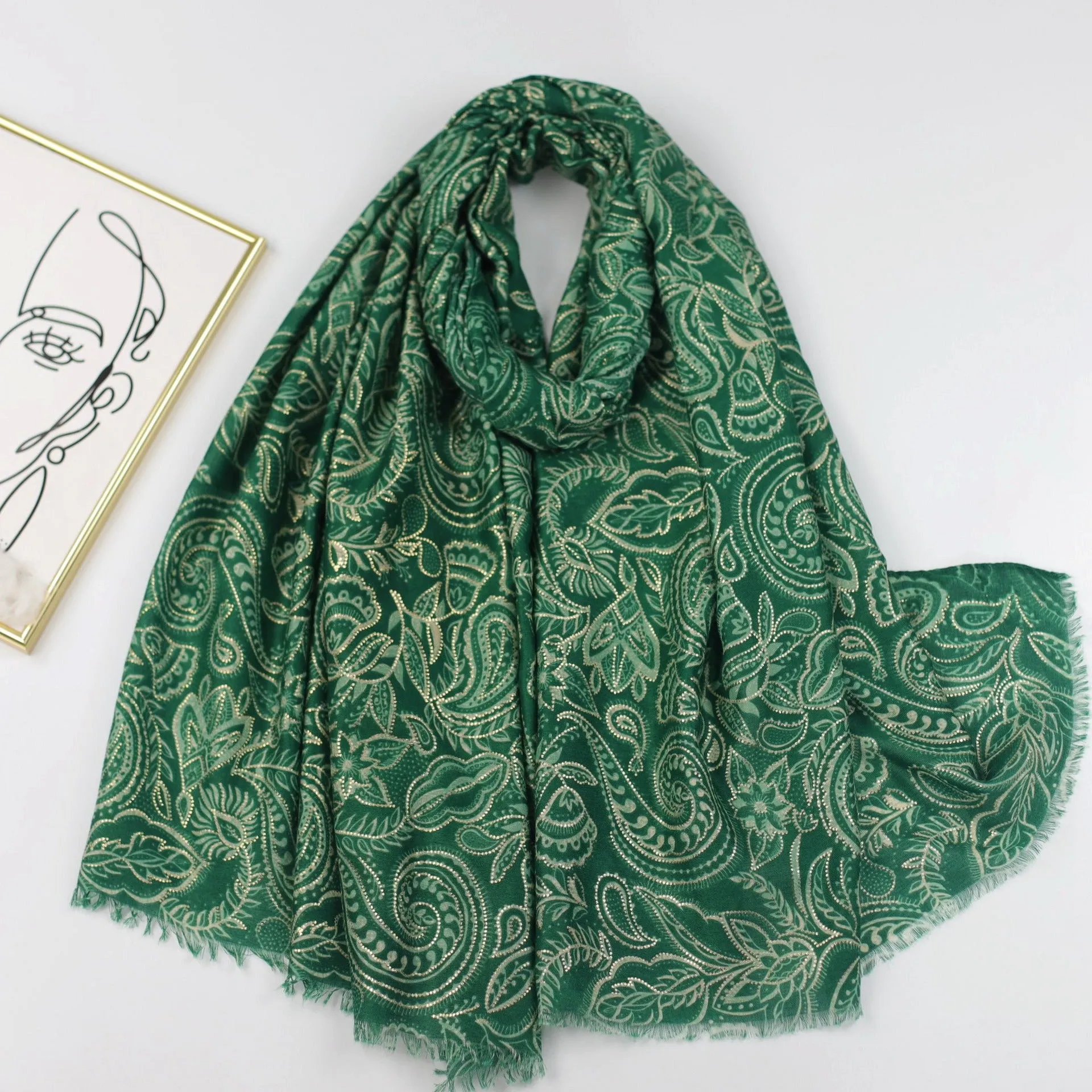 230608 Stamping Cashew flowers printed scarf