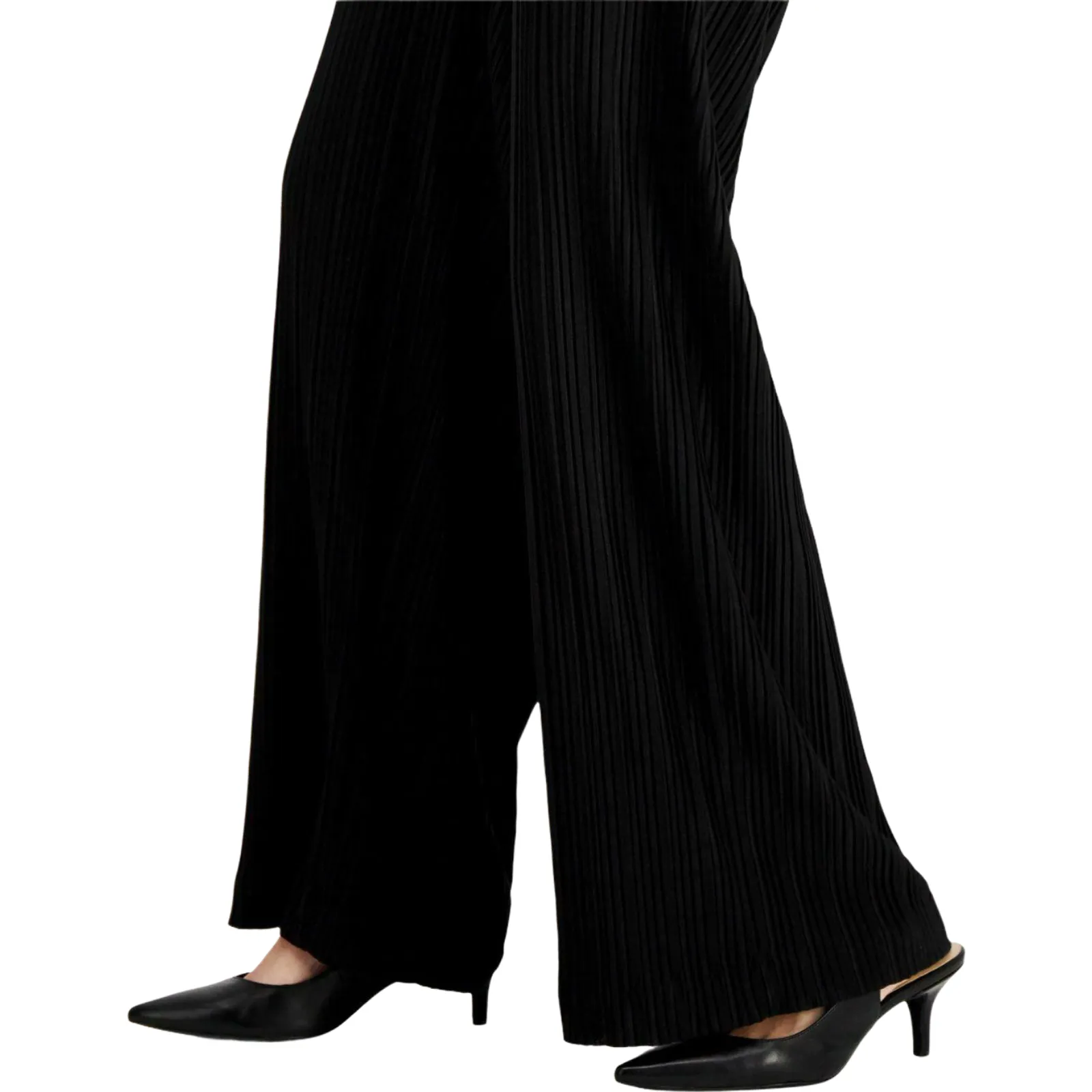 Alfani Women's Black Plisse Pleated Stretch Wide Leg Dress Pants