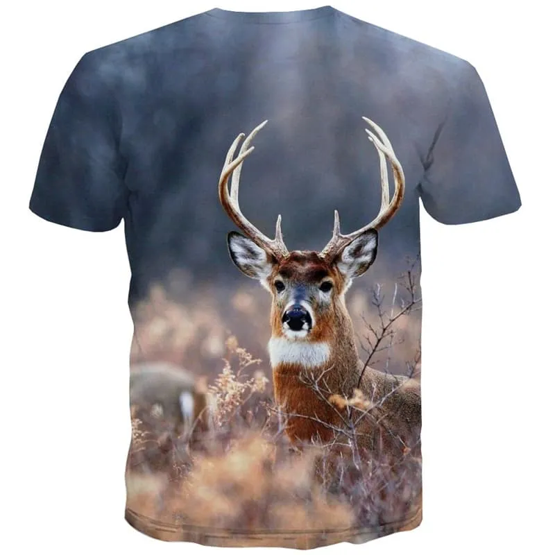 Animal T shirts Men Deer Tshirts Cool Harajuku Tshirt Printed Short Sleeve