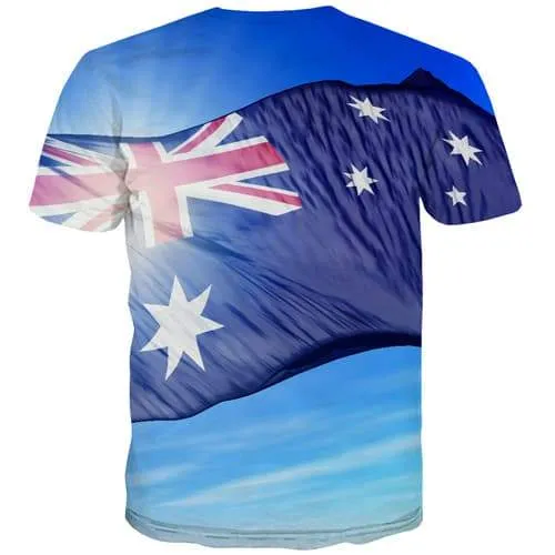 Australian Flag T shirts Men Australia Tshirts Novelty Blue T-shirts Graphic Sky Tshirts Casual Harajuku T-shirts 3d