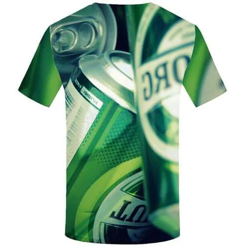 Beer T-shirt Men Metal Tshirt Anime Character Tshirts Novelty Green Shirt Print Harajuku T-shirts 3d Short Sleeve summer