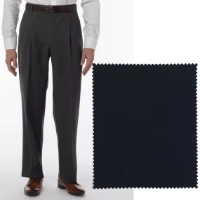 BIG FIT Super 120s Wool Gabardine Comfort-EZE Trouser in Navy (Manchester Pleated Model) by Ballin