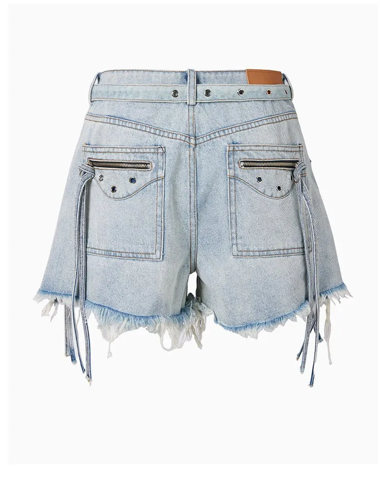 Biker Pocket Denim Shorts