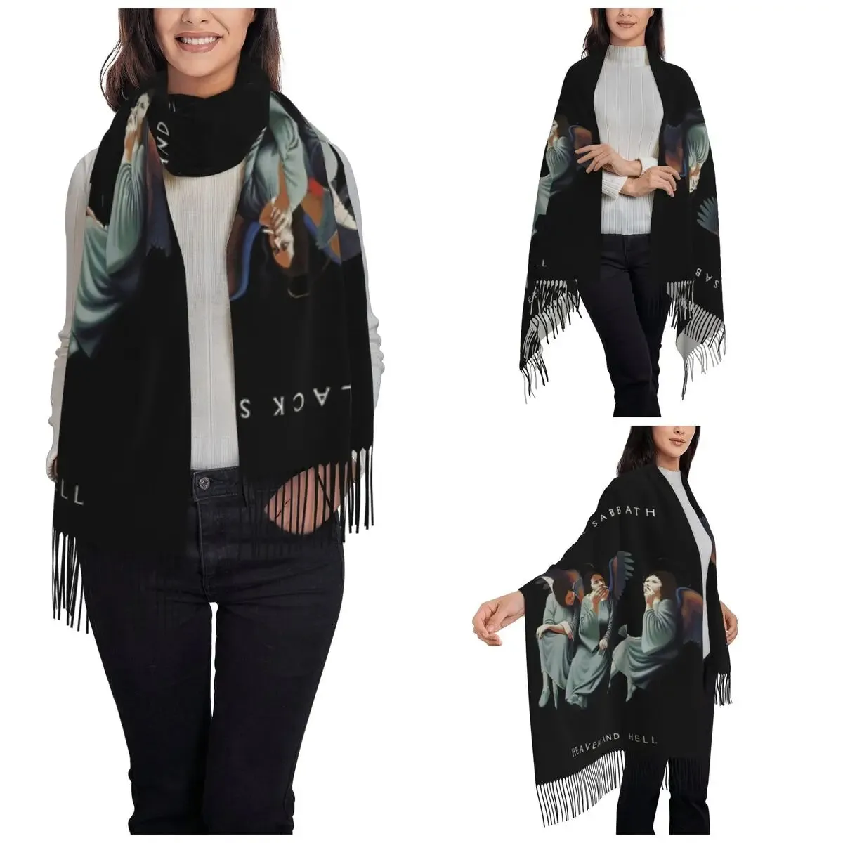 Black Sabbath Women's Scarf with Tassel Long Shawl Wrap Heavy Metal Daily Paranoid Wear Pashmina Scarves