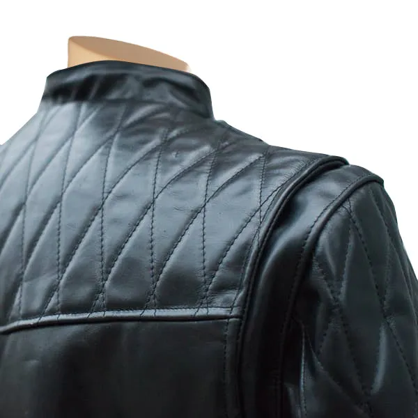 Brandford's Biker style leather jacket with quilted stitching details