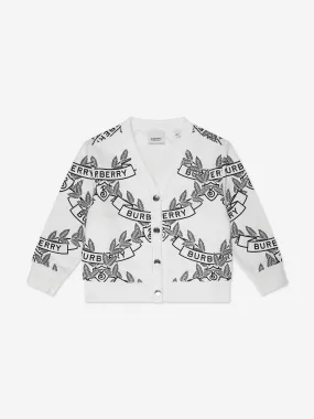 Burberry Kids Baile Crest Cardigan in White