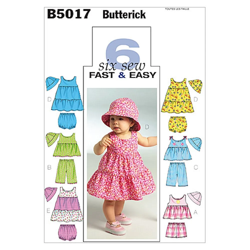 Butterick Pattern B5017 Infants' Top, Dress, Panties, Shorts, Pants and Hat