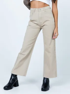 Cece Hammer Wide Leg Jeans Beige Denim