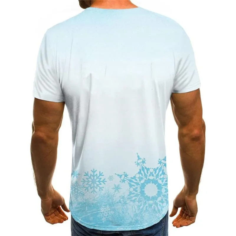 Christmas T-shirt Men Snowflake Tshirts Casual New Year Tshirts Novelty White T shirts Funny