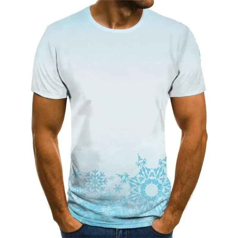 Christmas T-shirt Men Snowflake Tshirts Casual New Year Tshirts Novelty White T shirts Funny