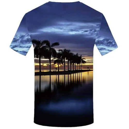 Coconut Tree T-shirt Men Sky T-shirts 3d Cloud Tshirts Casual Water Shirt Print Harajuku Tshirts Cool Short Sleeve T shirts