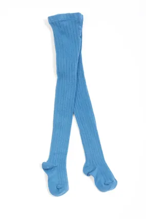 Cotton ribbed tights - Cobalt Blue