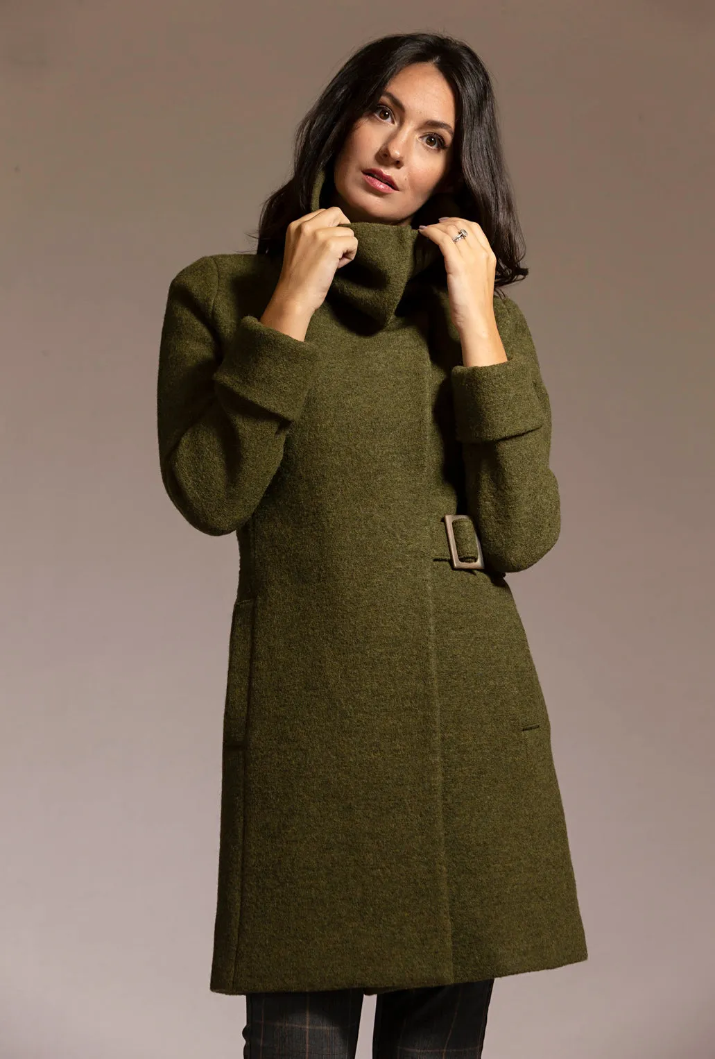 COWL NECK COAT · loden