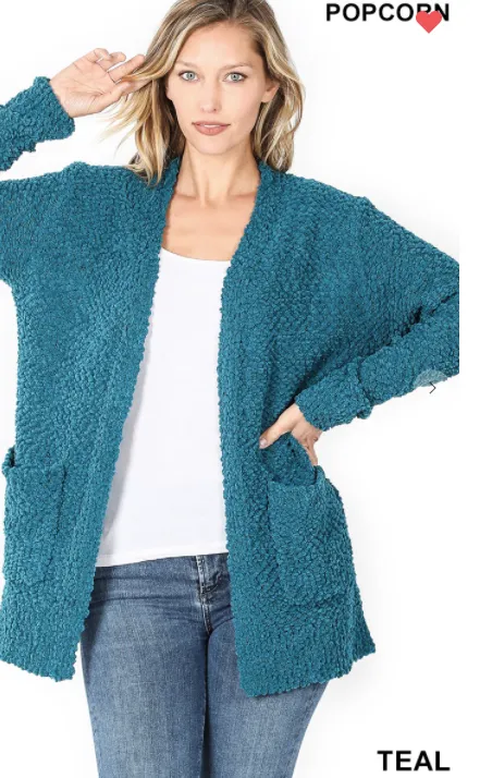 COZY POPCORN CARDIGAN WITH POCKETS