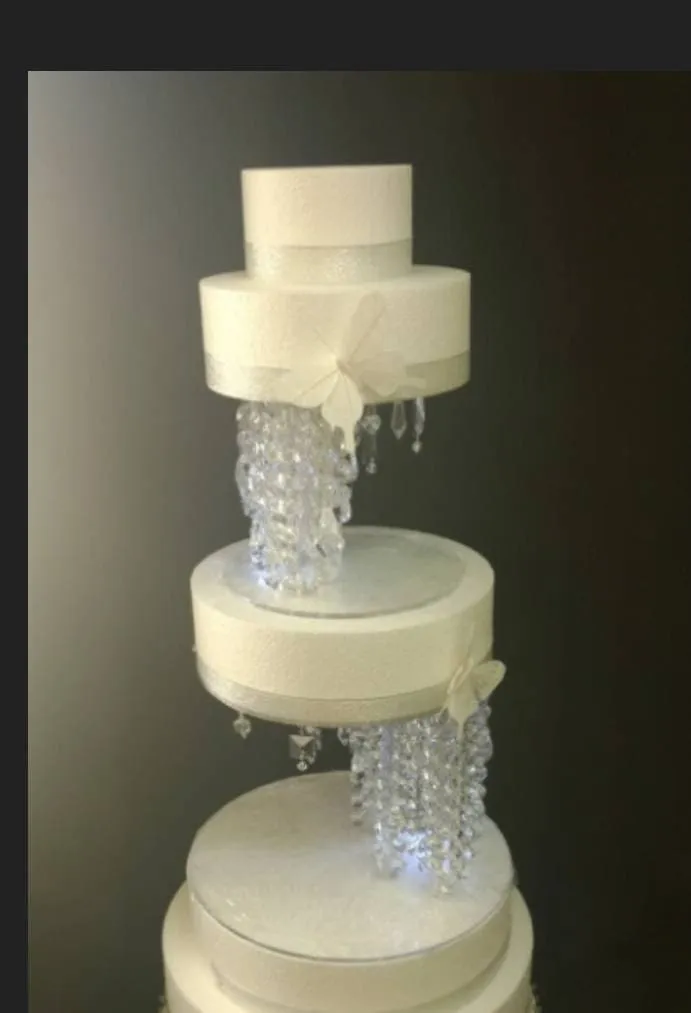 Crystal cake stand Illusion  floating  chandelier wedding cake stand and separator   Lights, in  sizes 8" to 20" by Crystal wedding uk