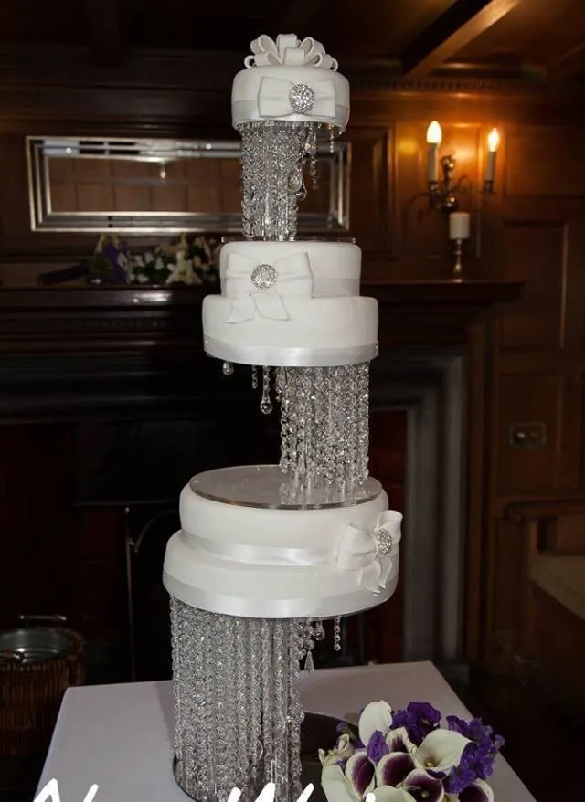 Crystal cake stand Illusion  floating  chandelier wedding cake stand and separator   Lights, in  sizes 8" to 20" by Crystal wedding uk