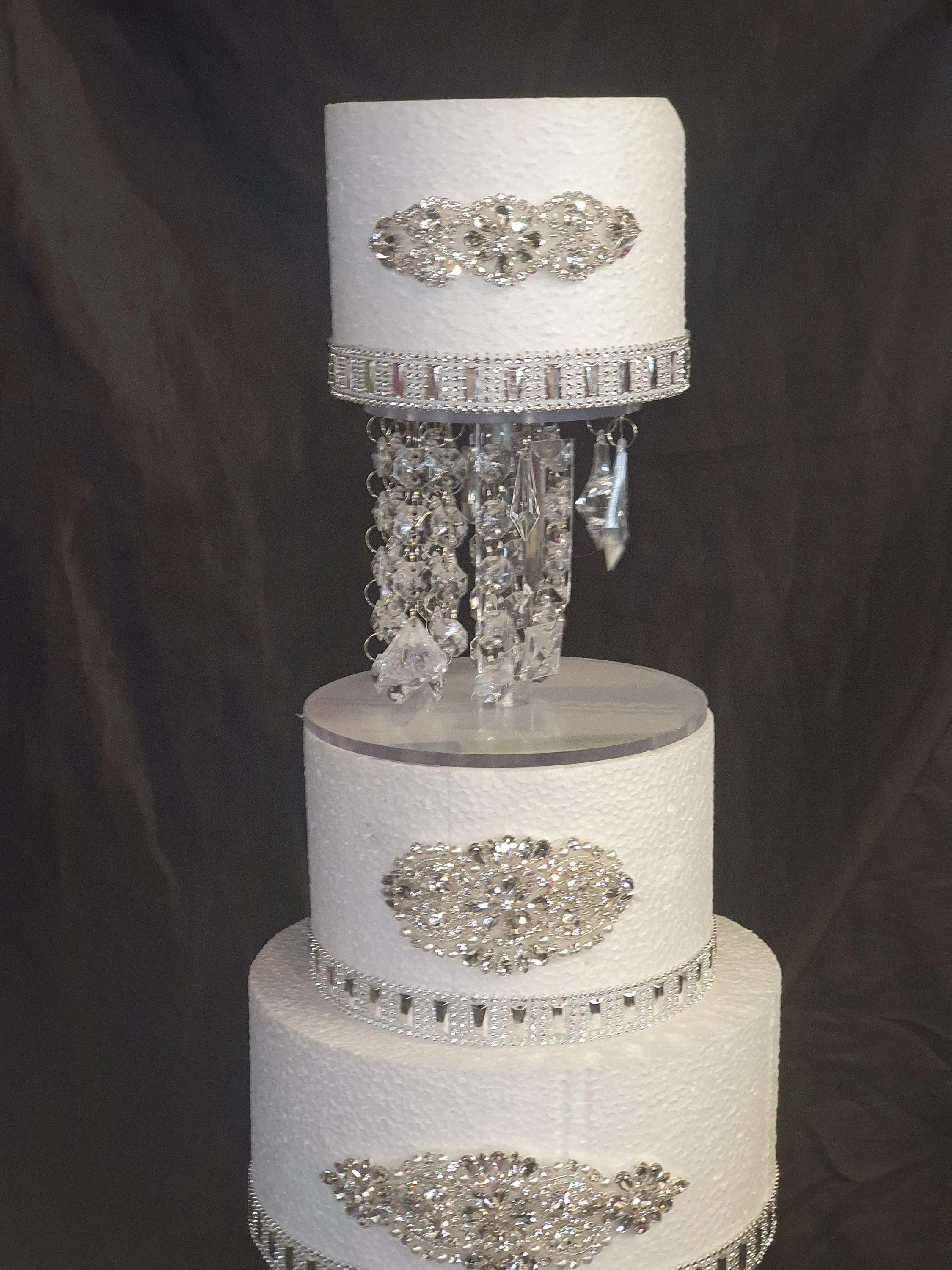 Crystal cake stand Illusion  floating  chandelier wedding cake stand and separator   Lights, in  sizes 8" to 20" by Crystal wedding uk