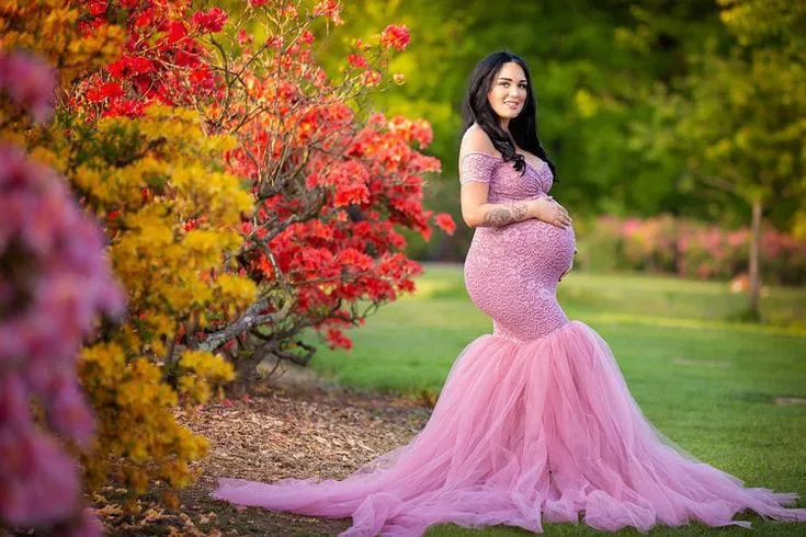 Designarche Pink Maternity Wear Long Gown