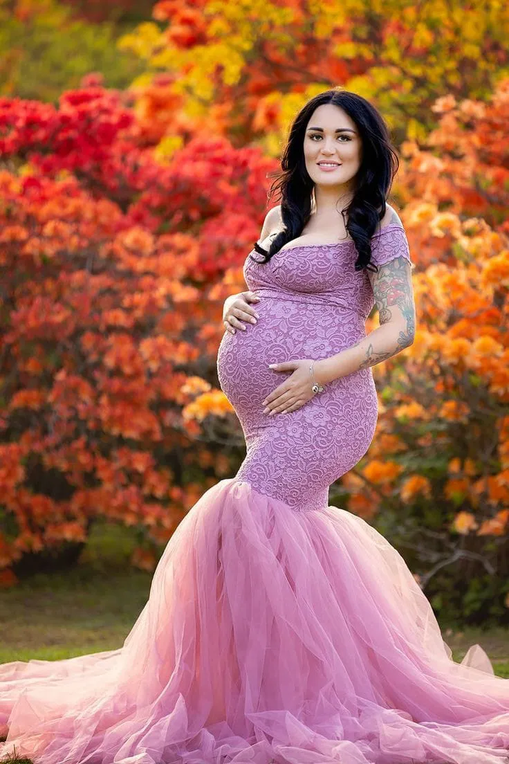 Designarche Pink Maternity Wear Long Gown