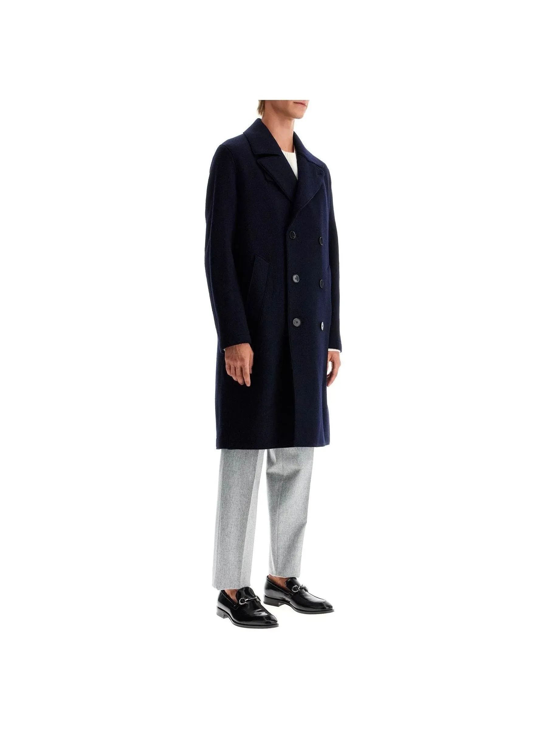 Double-Breasted Boiled Wool Coat