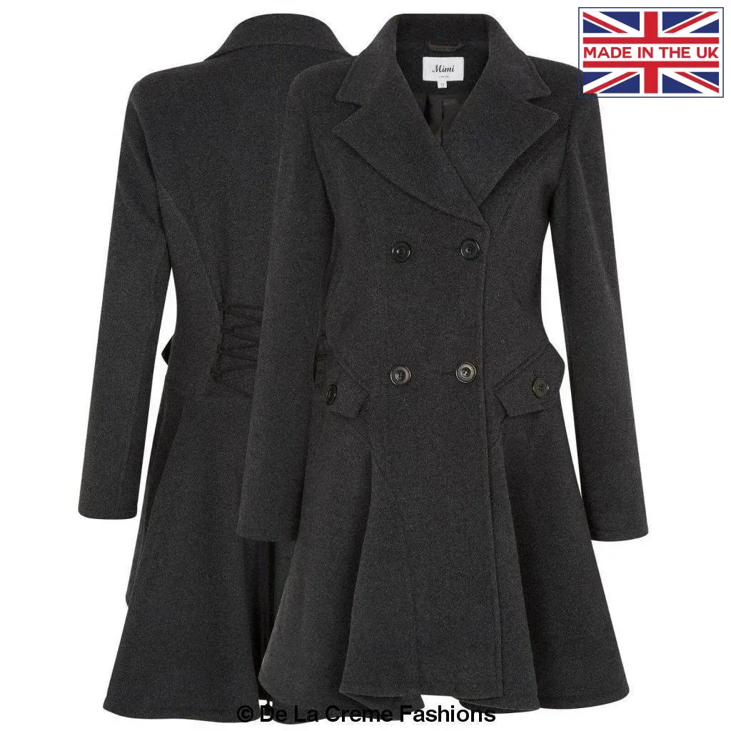 Faux Wool Double Breasted Skater Coat (1102-WASH)