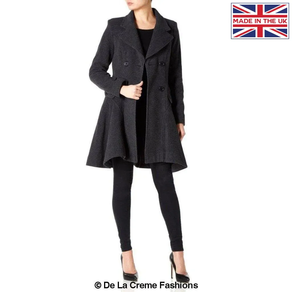 Faux Wool Double Breasted Skater Coat (1102-WASH)