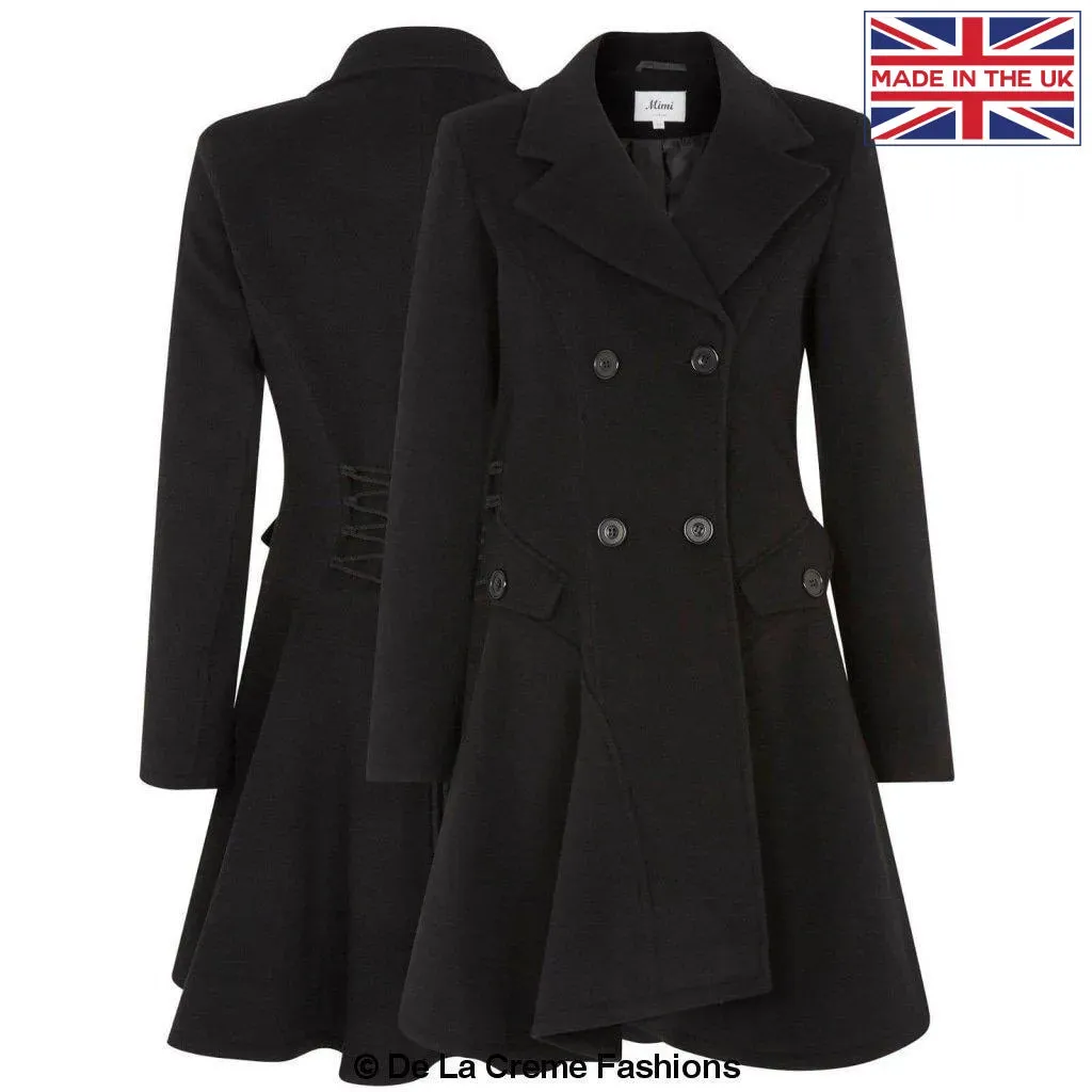 Faux Wool Double Breasted Skater Coat (1102-WASH)