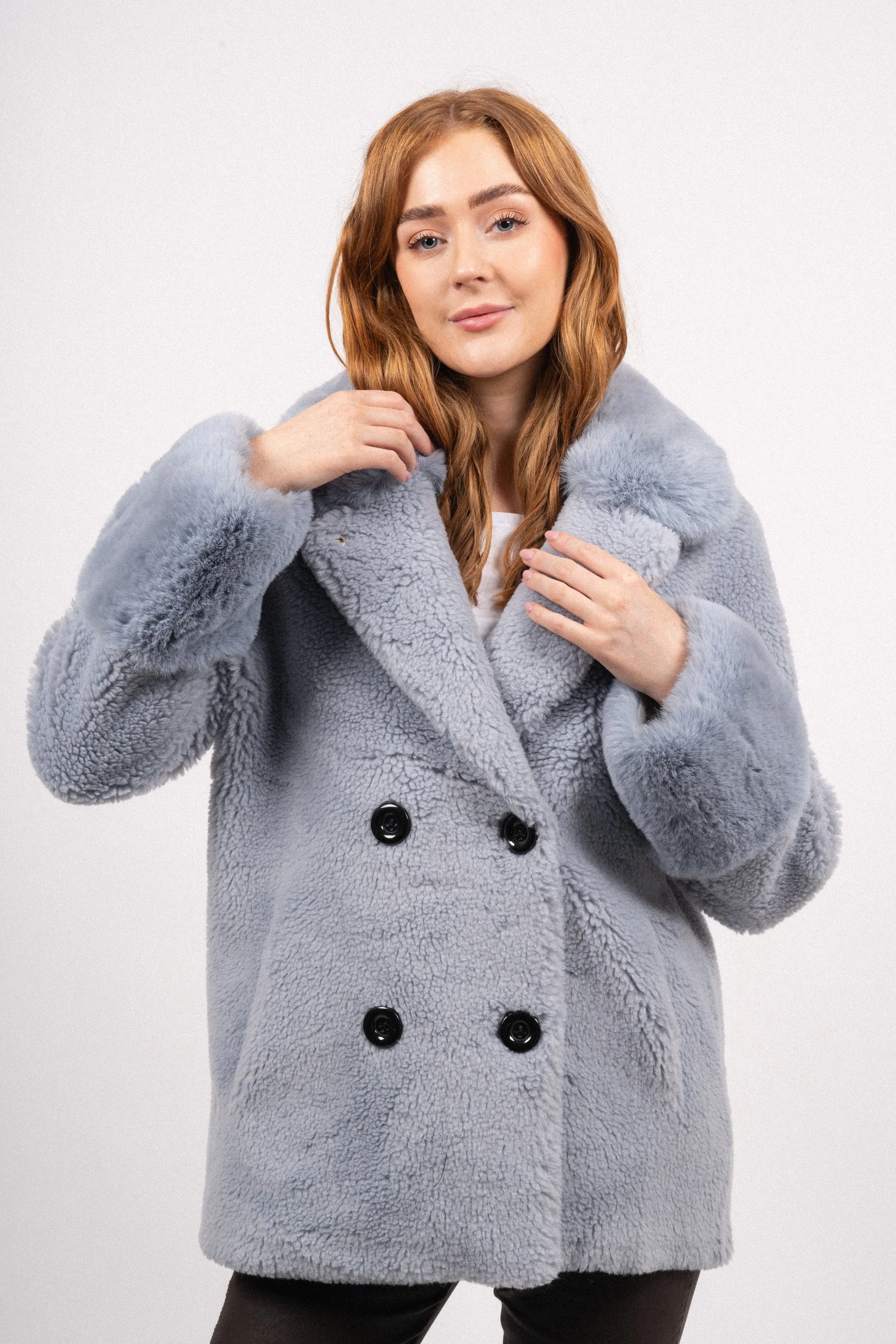 Fiona Wool Coat Short - Light Blue