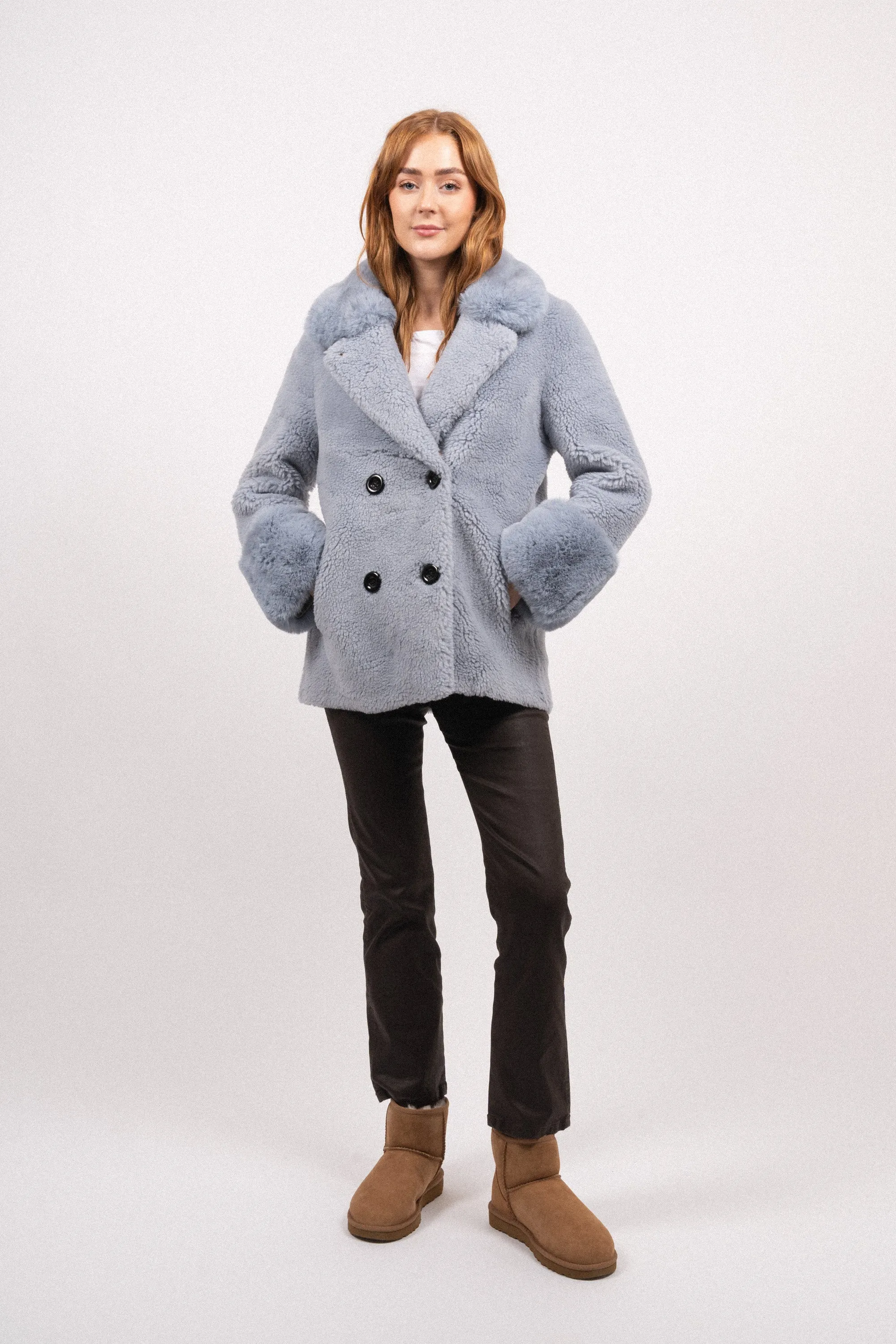 Fiona Wool Coat Short - Light Blue