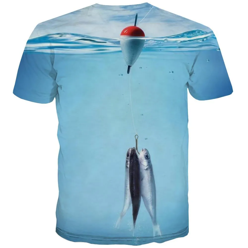 fishing T-shirt Men fish Tshirt Anime buoy T-shirts 3d Short Sleeve summer