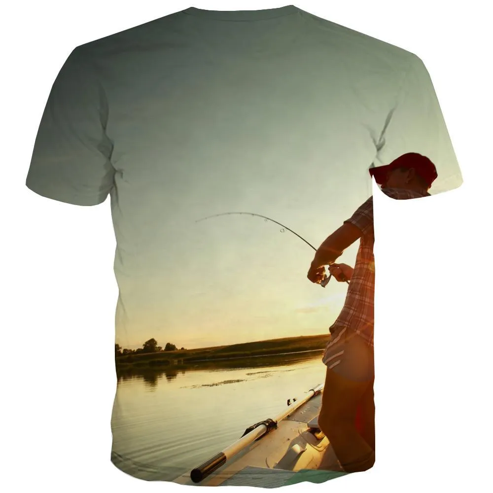 fishing T-shirt Men fish Tshirts Novelty Short Sleeve Fashion Tee Male Big Size