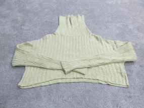 Forever 21 Womens Pullover Crop Sweater High Neck Long Sleeve Light Green Small