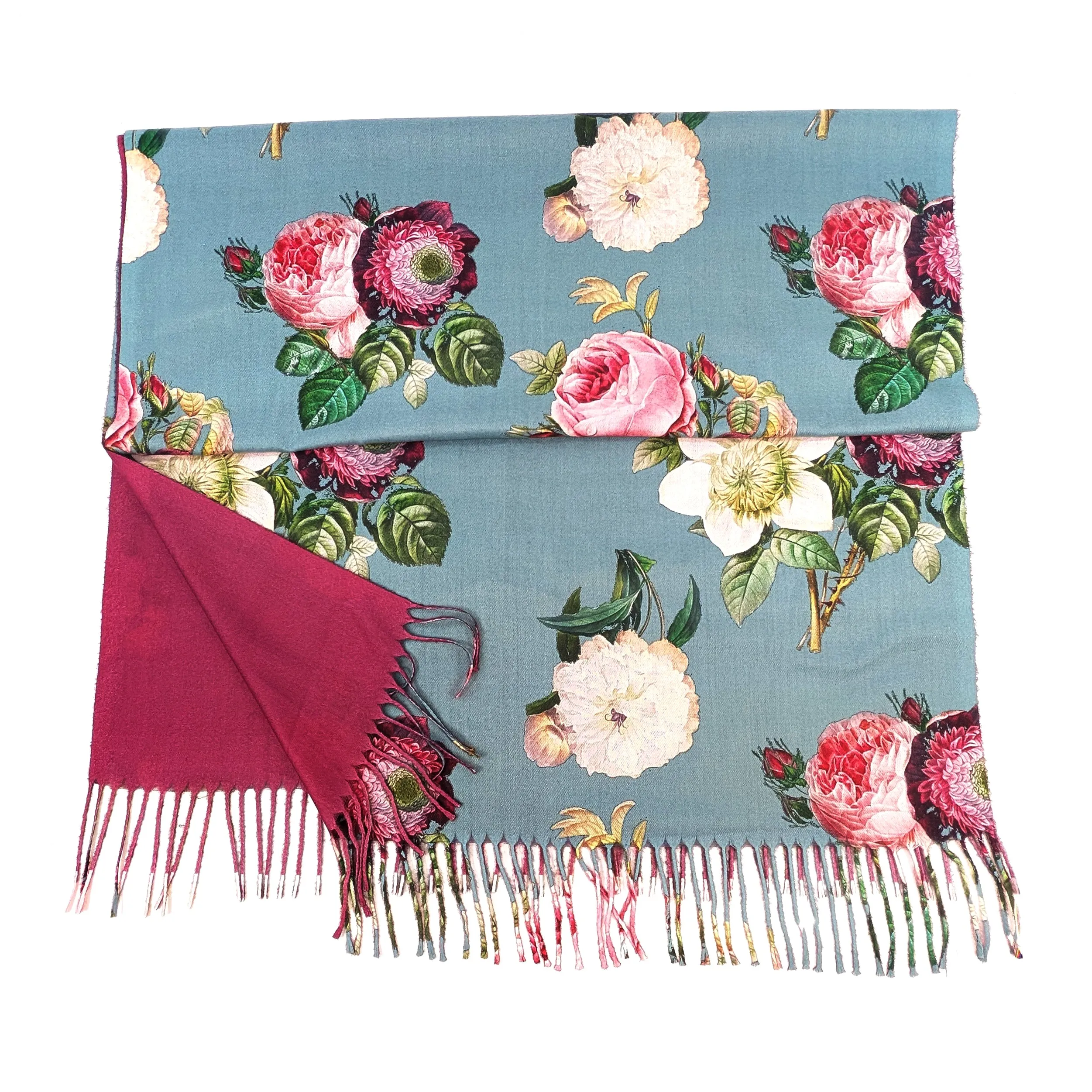 Green Vintage Roses Pashmina Style Scarf - Exclusive Design