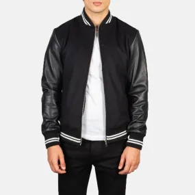 Harrison Black Hybrid Varsity Jacket