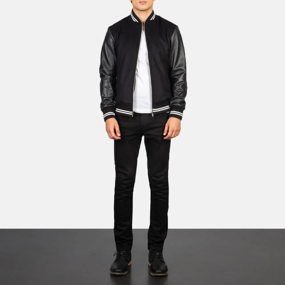 Harrison Black Hybrid Varsity Jacket