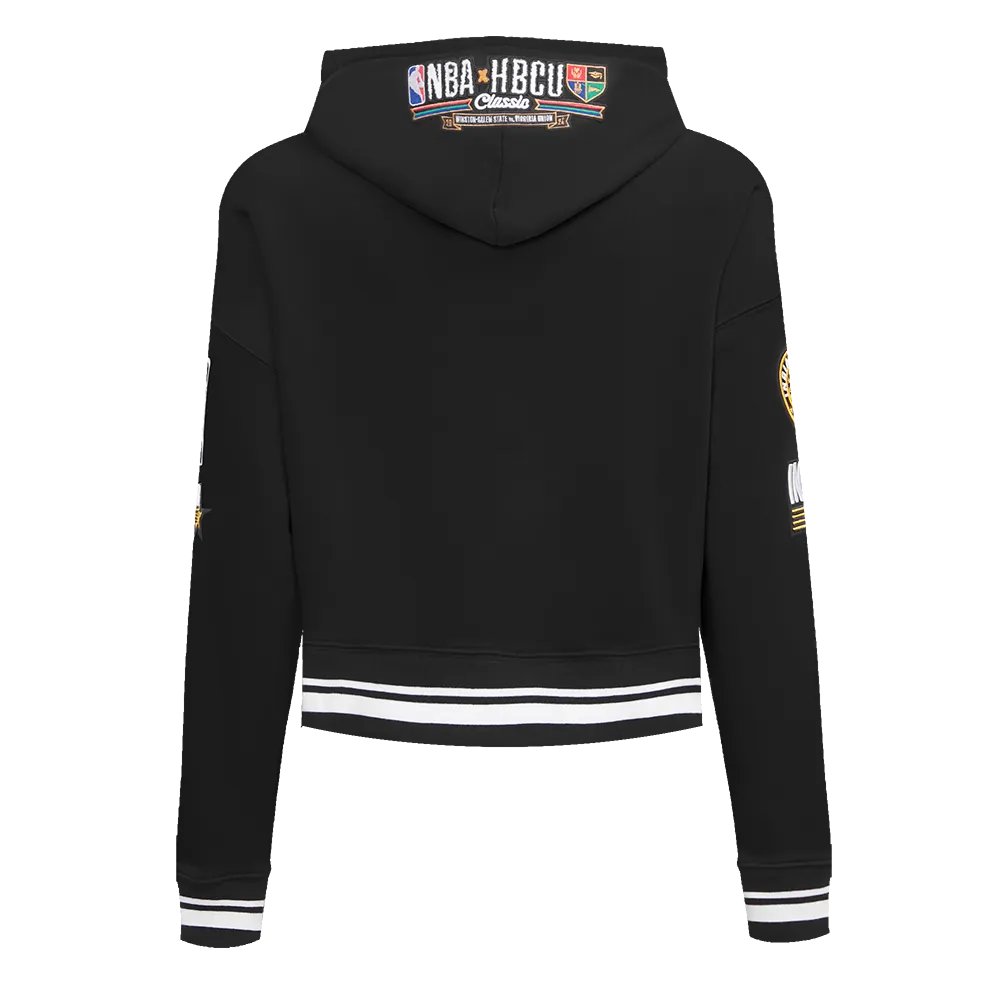 HBCU X NBA ALL STAR 2024 WOMEN'S RIB FLC CROPPED PO HOODIE (BLACK)