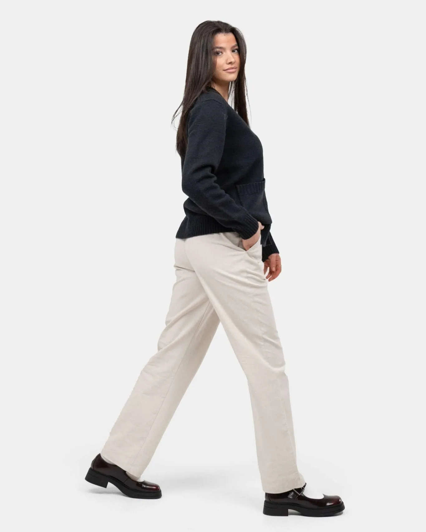 Heavyweight Linen Pants High-waisted Beige