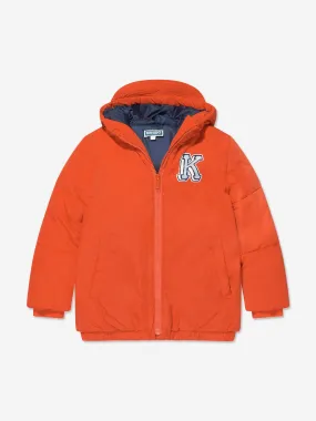 KENZO Boys Logo Puffer Jacket in Orange