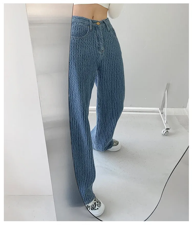 KittenAlarm - Women Jeans High Waist Casual Streetwear y2k Baggy Office Lady New Fashion Korean Denim Trousers Female Straight Wide Leg Pants