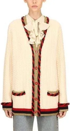 Knit Wool-Blend Cardigan Sweater