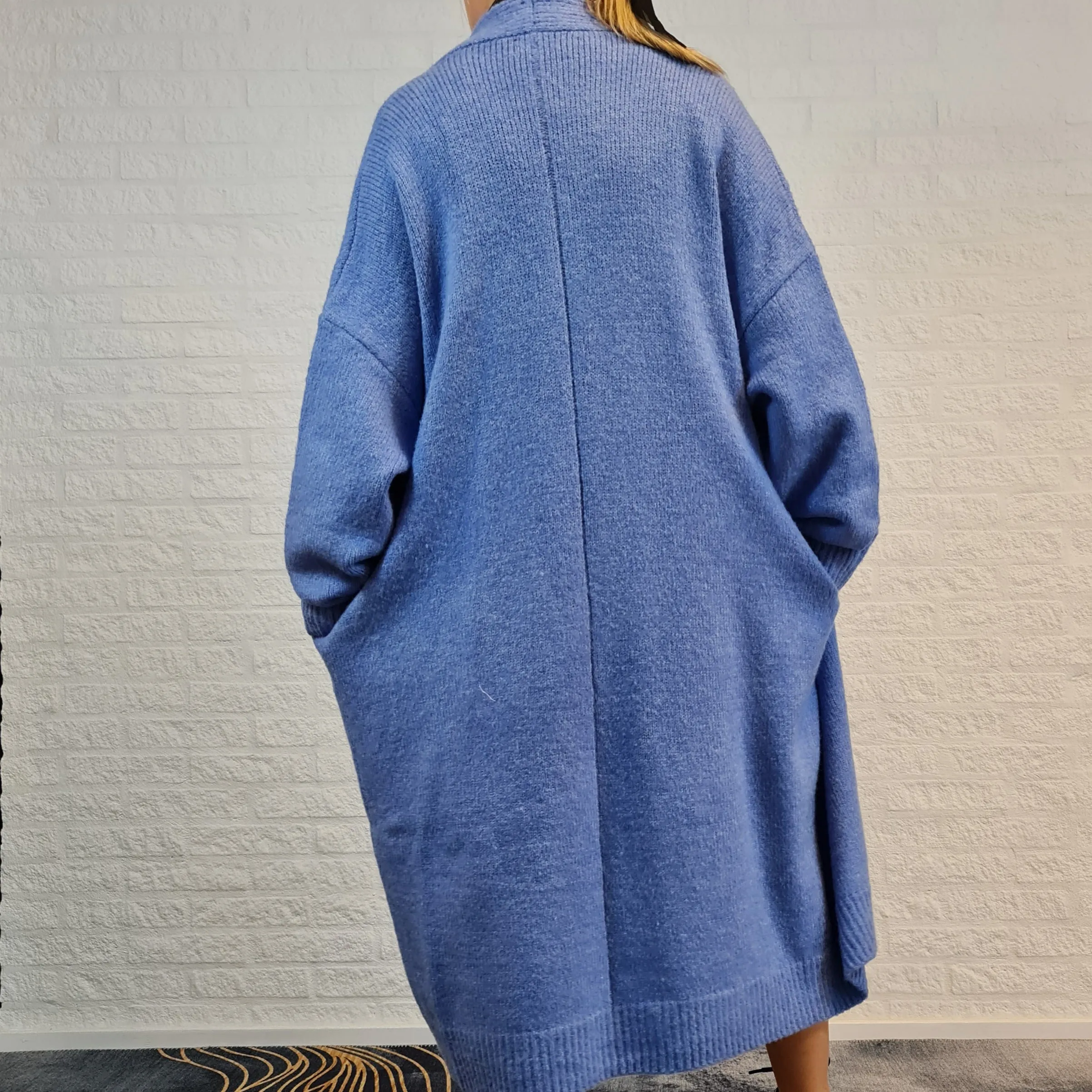 Lazy Keep Warm Chunky Blue Cardigan