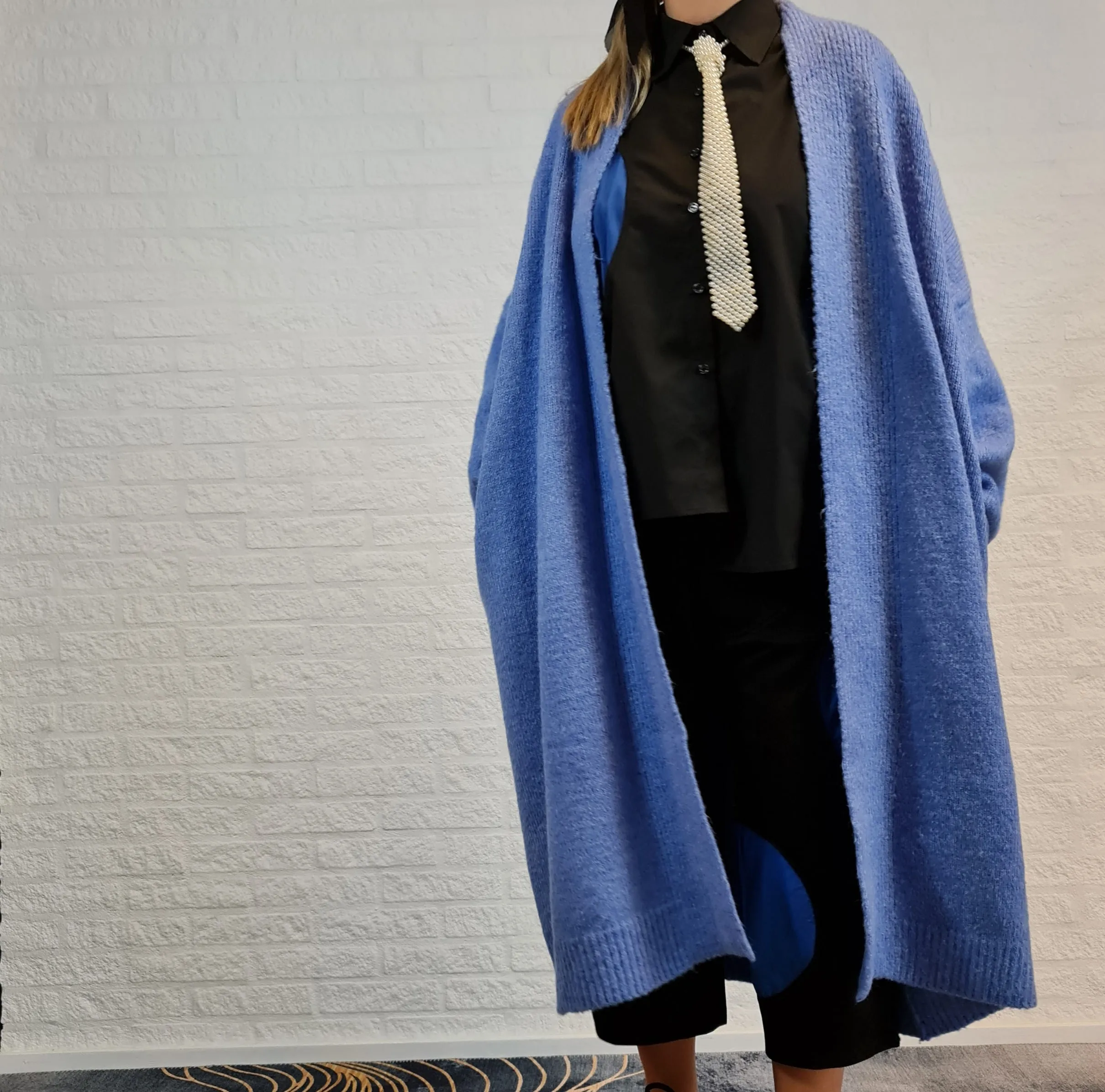 Lazy Keep Warm Chunky Blue Cardigan