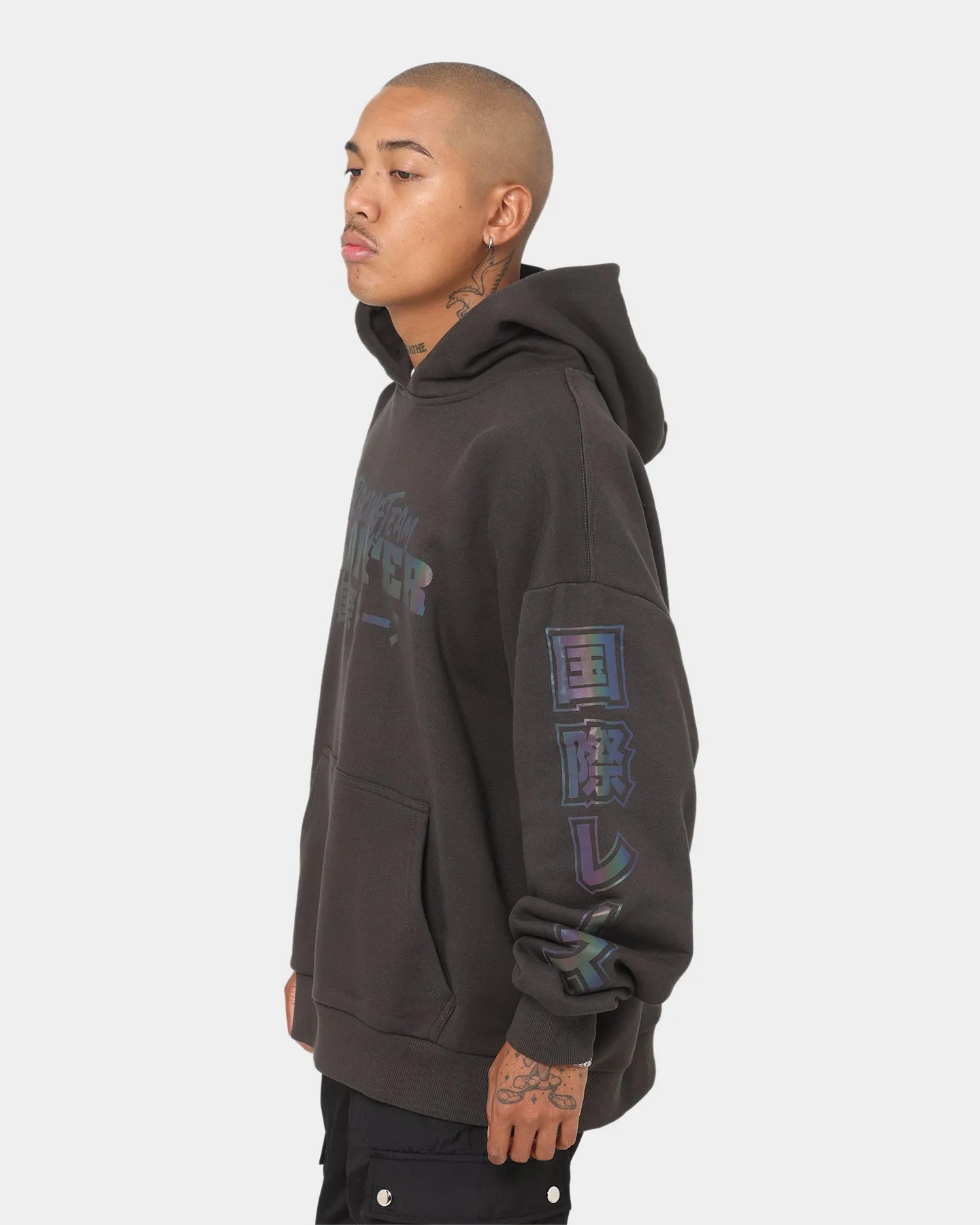 Loiter Dynasty Racing Reflective Hoodie Charcoal