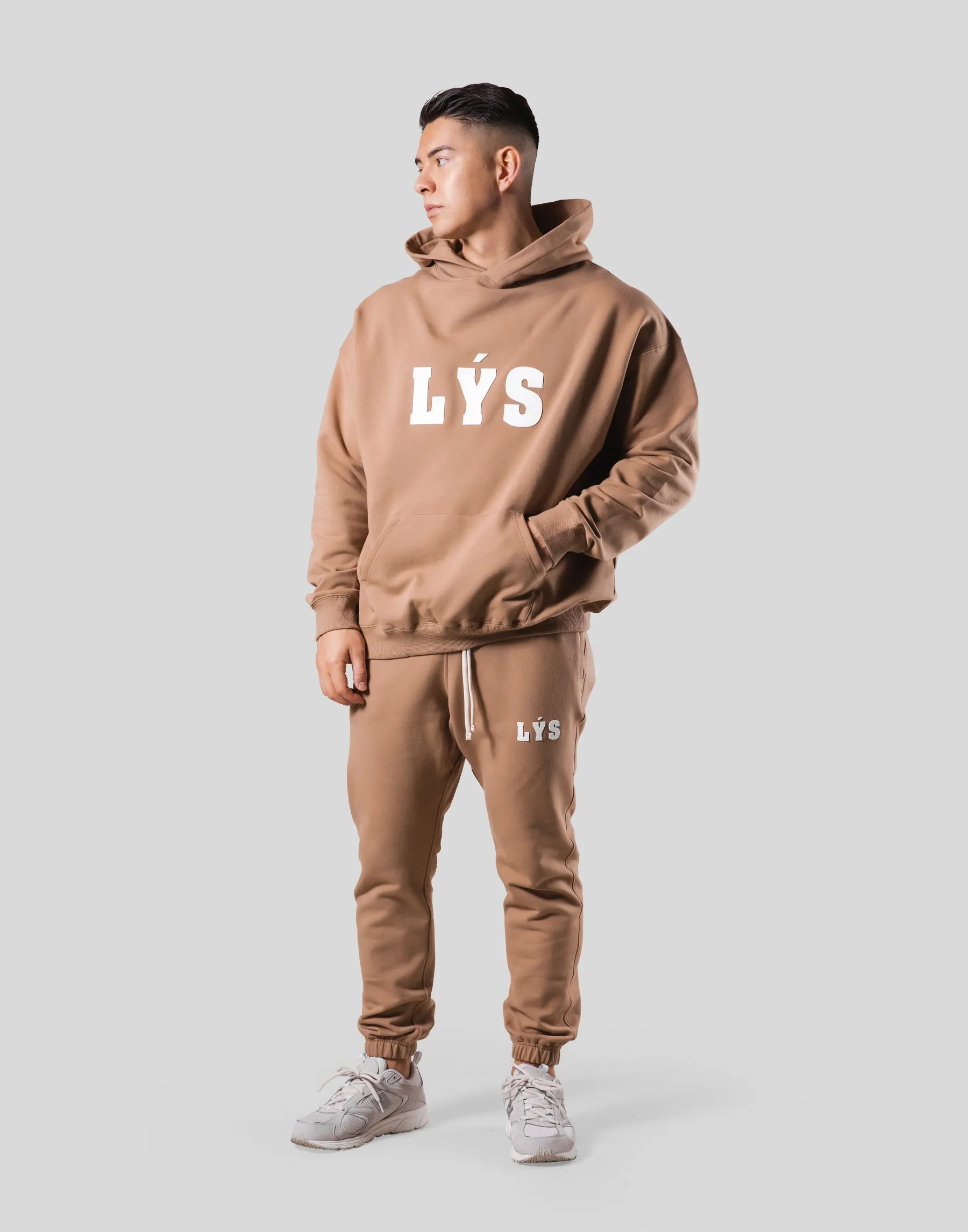 LÝS Logo Stretch Pullover Hoodie - Beige